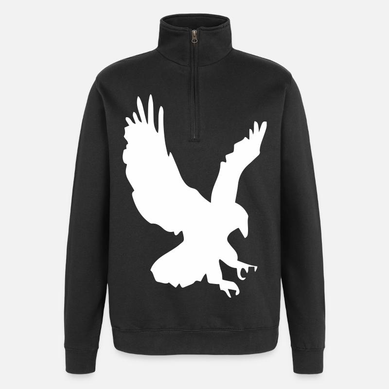 Eagle in a swoop - Quarter-Zip Sweatshirt - black