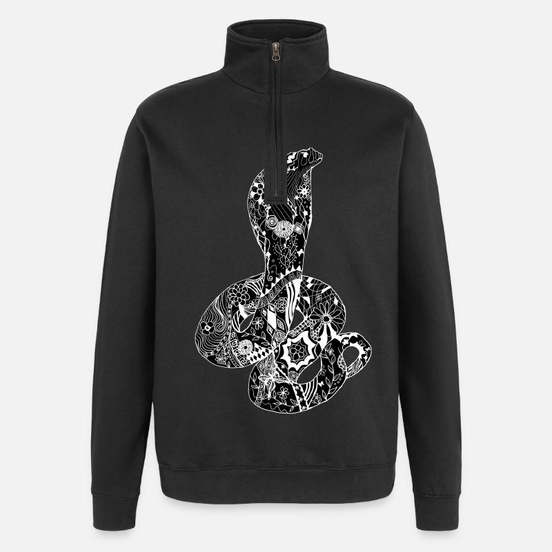 Patchwork Cobra - Sweat à zip 1/4 - noir