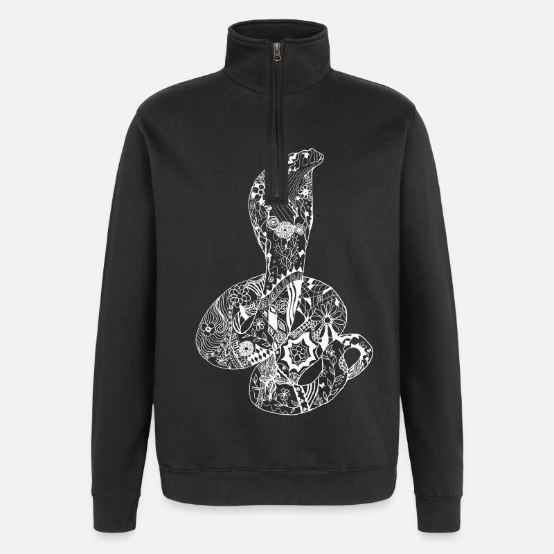 Patchwork Cobra - Quarter-Zip Sweatshirt - black