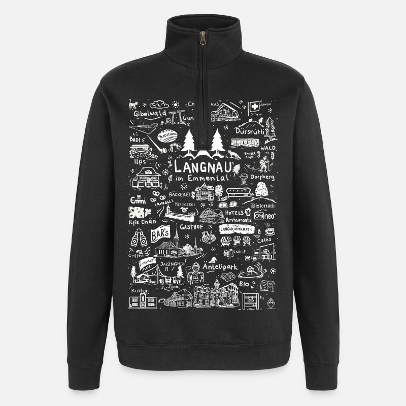 La vie de Langnau - Sweat à zip 1/4 - noir