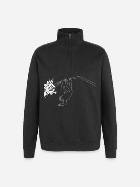 Monkey lineart - Quarter-Zip Sweatshirt - black