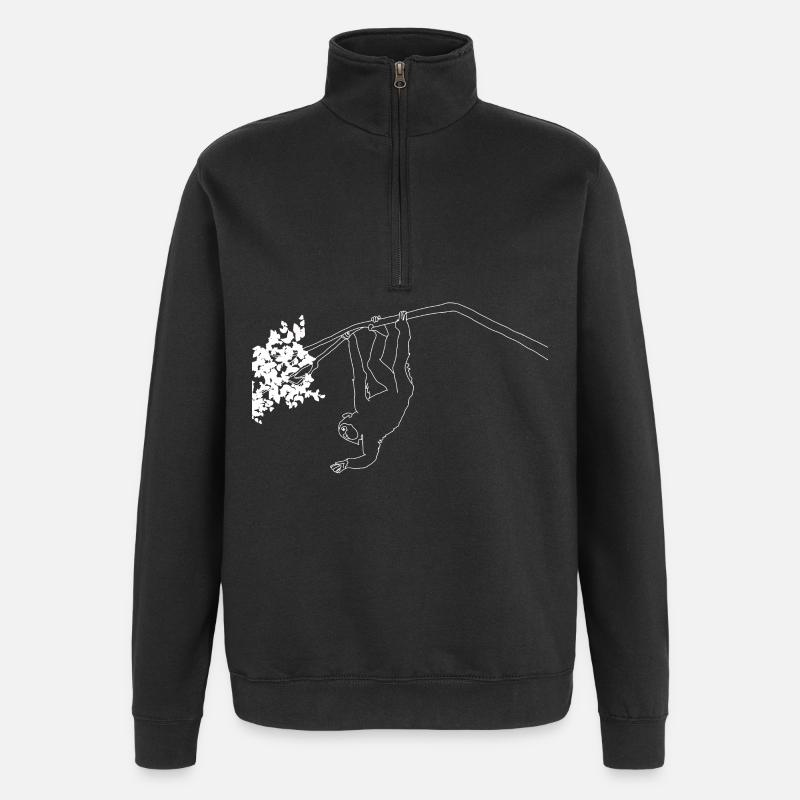 Singe lineart - Sweat à zip 1/4 - noir