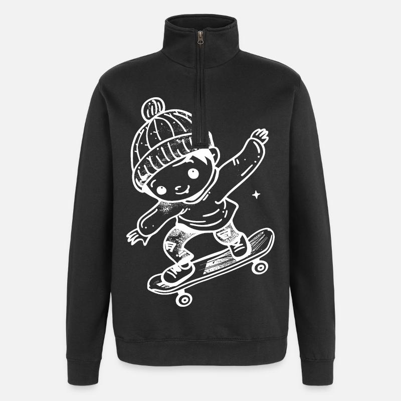 Planche à roulettes Kid Bande dessinée - Sweat à zip 1/4 - noir