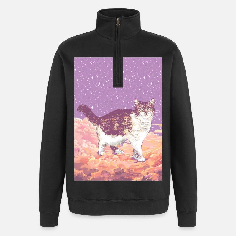 CHAT NUAGE - Sweat à zip 1/4 - noir