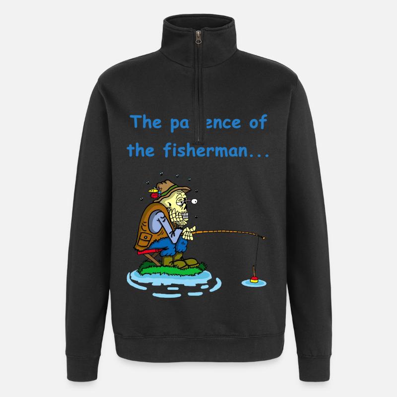 La patience du pêcheur - Sweat à zip 1/4 - noir