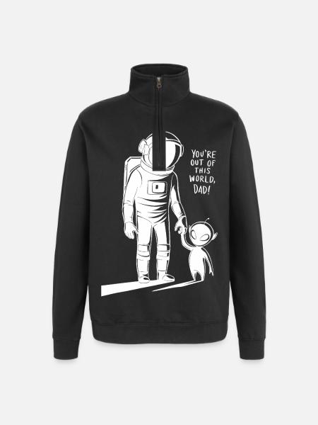 You're galactic, Dad! - Quarter-Zip Sweatshirt - black