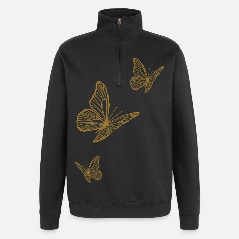 Golden Butterflies - Light & Midsummer Magic - Quarter-Zip Sweatshirt - black