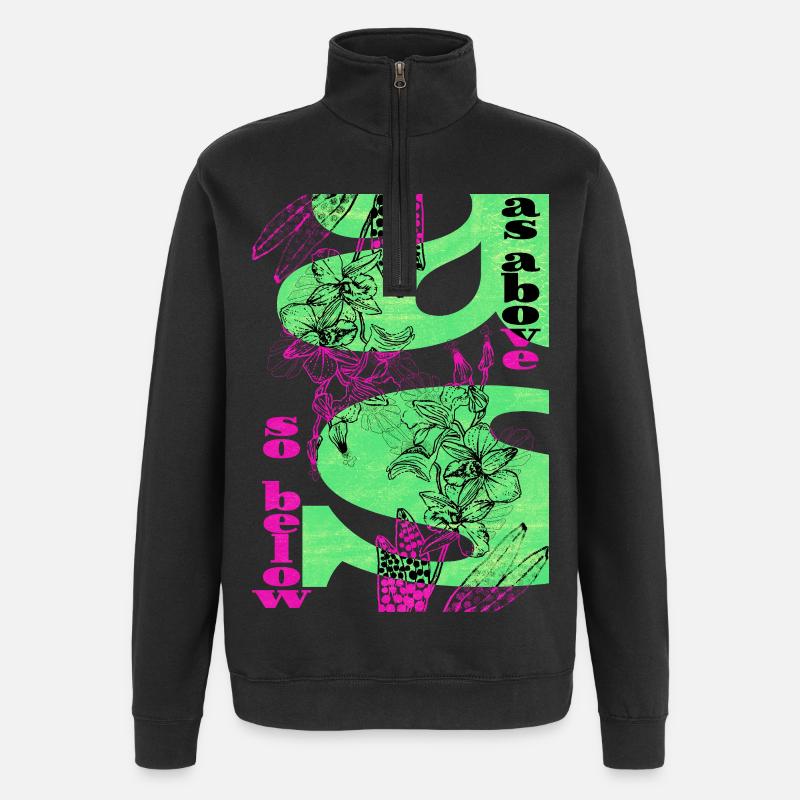 AS ABOVE SO BELOW - Quarter-Zip Sweatshirt - black