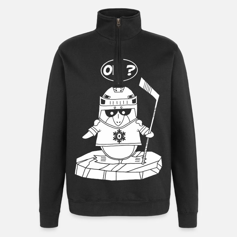 Pingouin sportif blanc - Sweat à zip 1/4 - noir