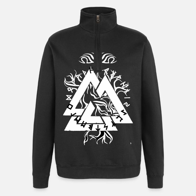 Magisches Runendreieck-Design - Quarter-Zip-Sweatshirt - Schwarz