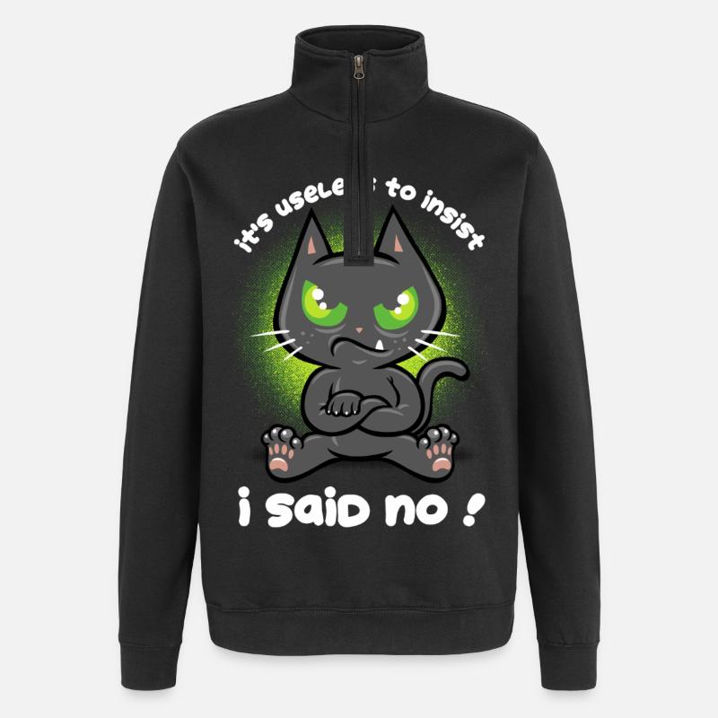 Störrische Katze - Quarter-Zip-Sweatshirt - Schwarz
