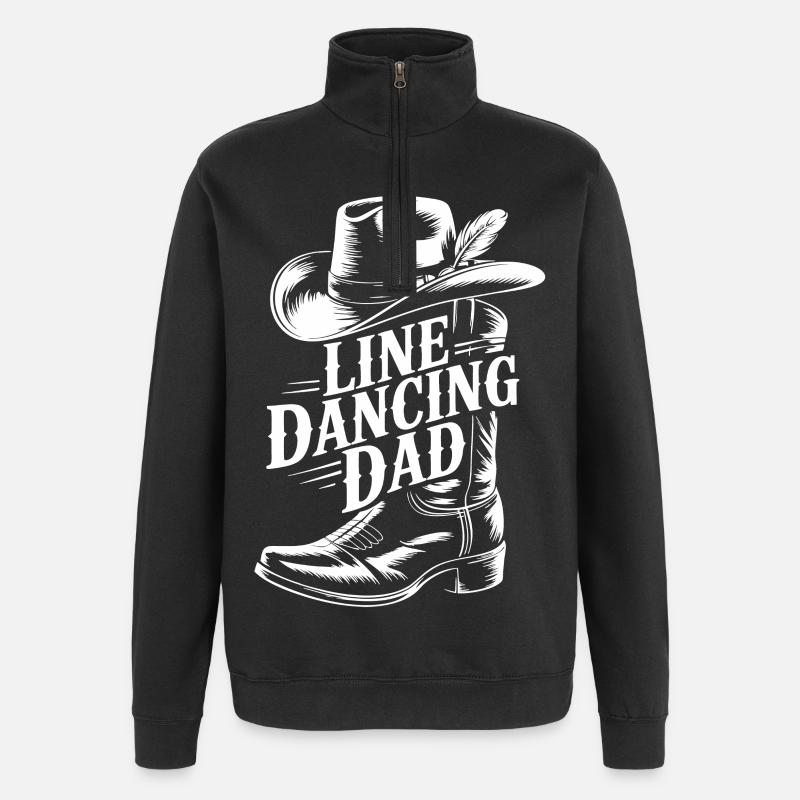 Linedancing Dad Cowboy Motif - Quarter-Zip Sweatshirt - black