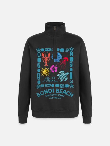 Bondi Beach Pattern Australia - Quarter-Zip Sweatshirt - black