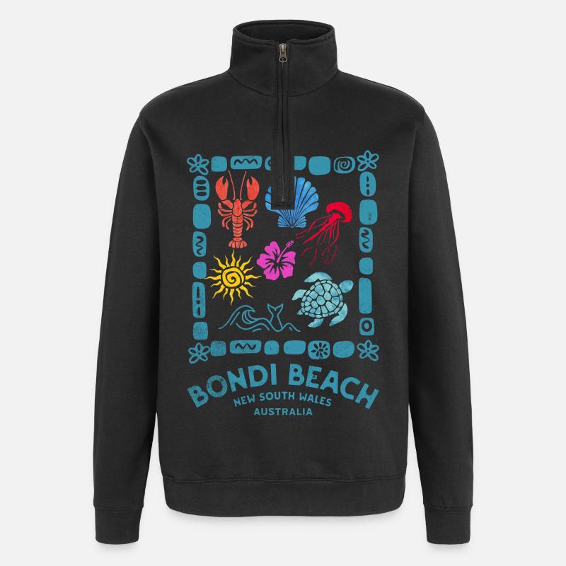Bondi Beach Pattern Australia - Quarter-Zip Sweatshirt - black