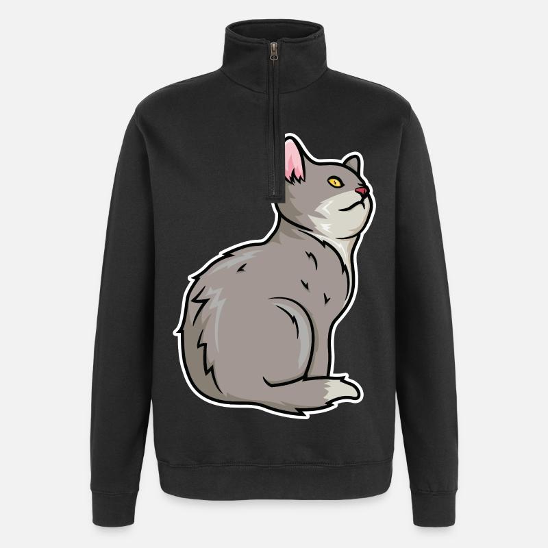 Cat Drawing - Quarter-Zip Sweatshirt - black