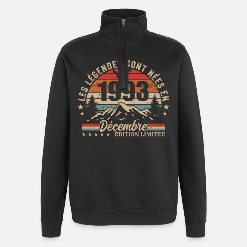 Retro December 1993 - 32 Years Gift - Quarter-Zip Sweatshirt - black
