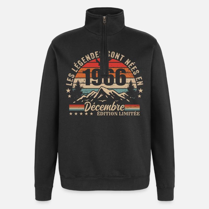 Retro Dezember 1966 – 59. Jubiläumsgeschenk - Quarter-Zip-Sweatshirt - Schwarz