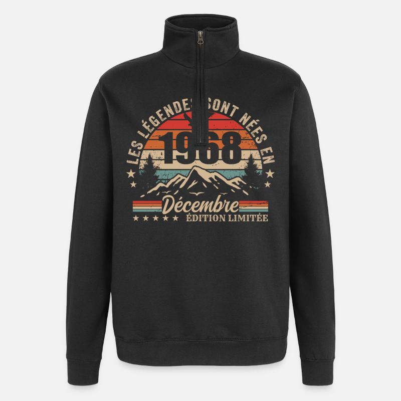 Retro Dezember 1968 – 57. Jubiläumsgeschenk - Quarter-Zip-Sweatshirt - Schwarz
