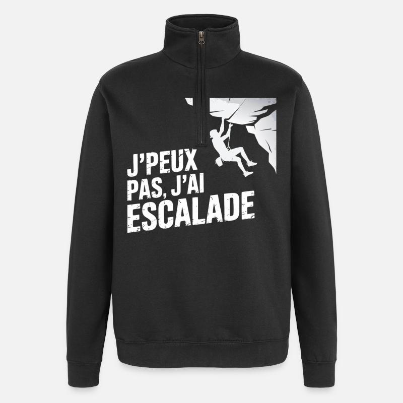 j'peux pas j'ai escalade - Sweat à zip 1/4 - noir