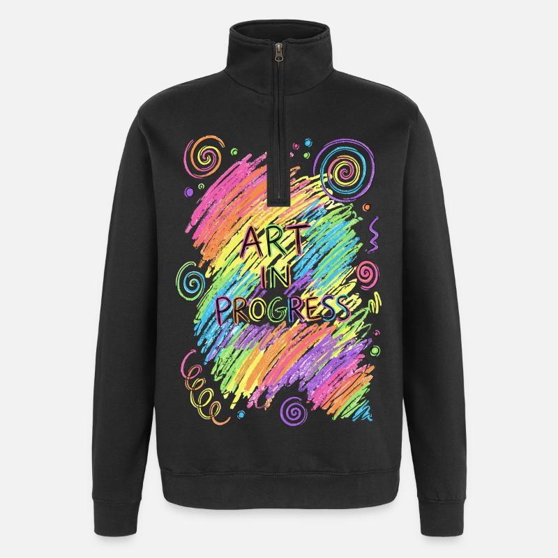 Gribouillis Art en cours - Sweat à zip 1/4 - noir