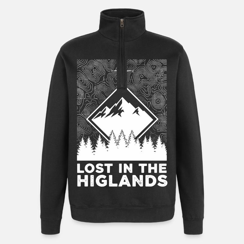 Perdu dans les Highlands - Sweat à zip 1/4 - noir