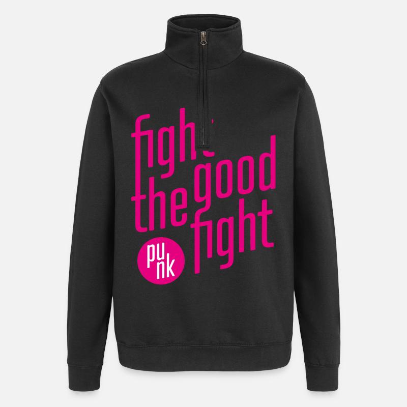 ThinkBick_Fight_the_good_fight_2026_1 - Sweat à zip 1/4 - noir
