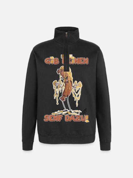 Add your two cents - Quarter-Zip Sweatshirt - black