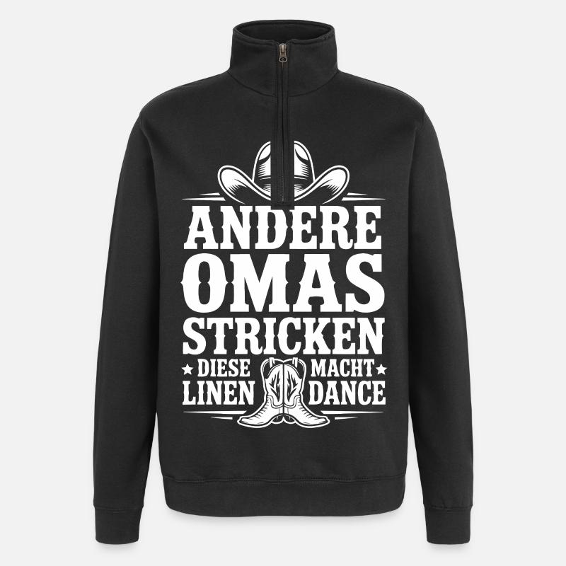 Oma Line Dance - Quarter-Zip-Sweatshirt - Schwarz