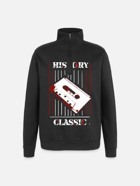 Geschichte & Klassiker: Retro-Kassette - Quarter-Zip-Sweatshirt - Schwarz