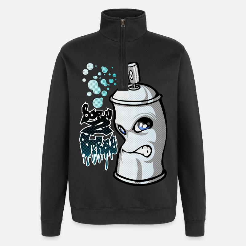 Spray and graffiti - Sweat à zip 1/4 - noir