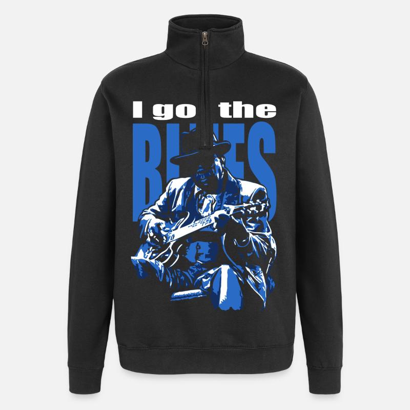 Ich habe den Blues - Quarter-Zip-Sweatshirt - Schwarz
