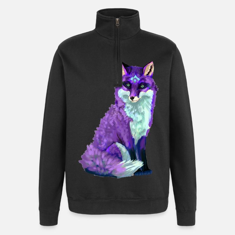 renard - Sweat à zip 1/4 - noir