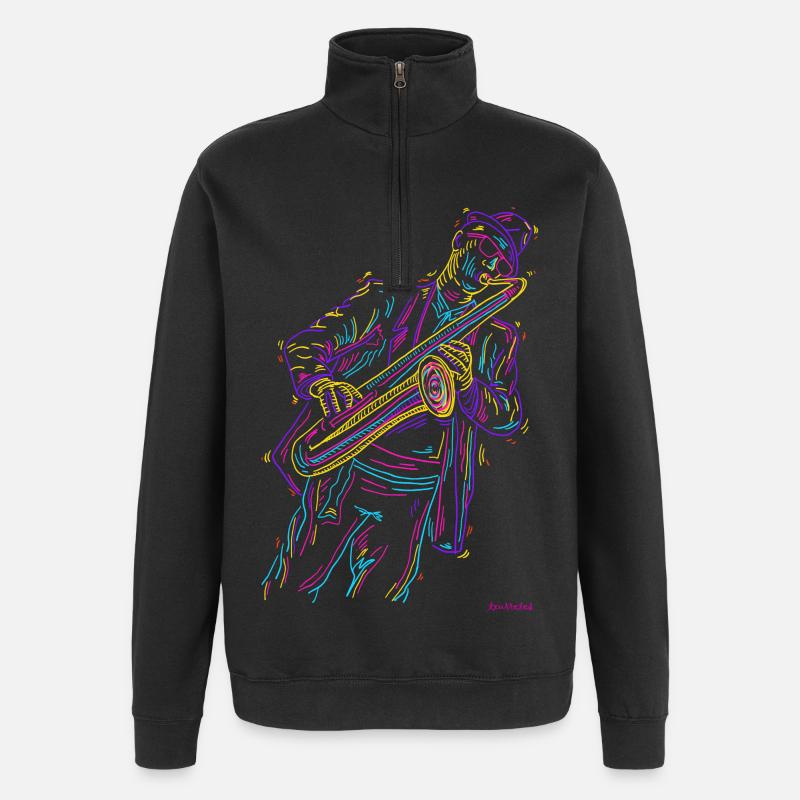 Saxophone jazz - Sweat à zip 1/4 - noir