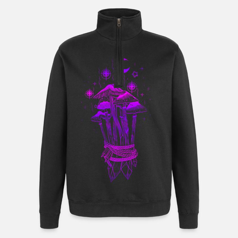 Champignons Champignons magiques - Sweat à zip 1/4 - noir