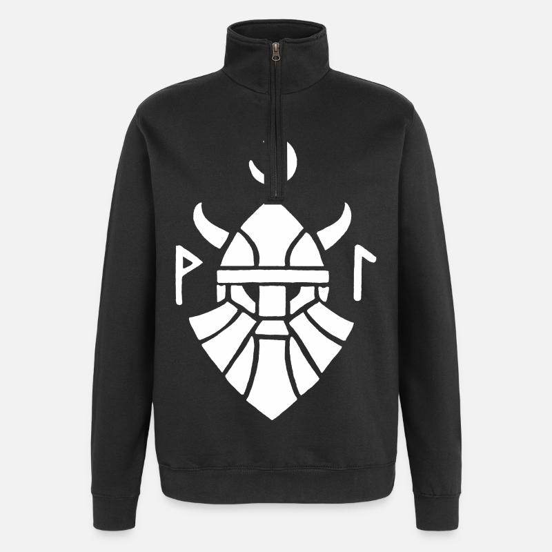 Symbole blanc du guerrier viking - Sweat à zip 1/4 - noir