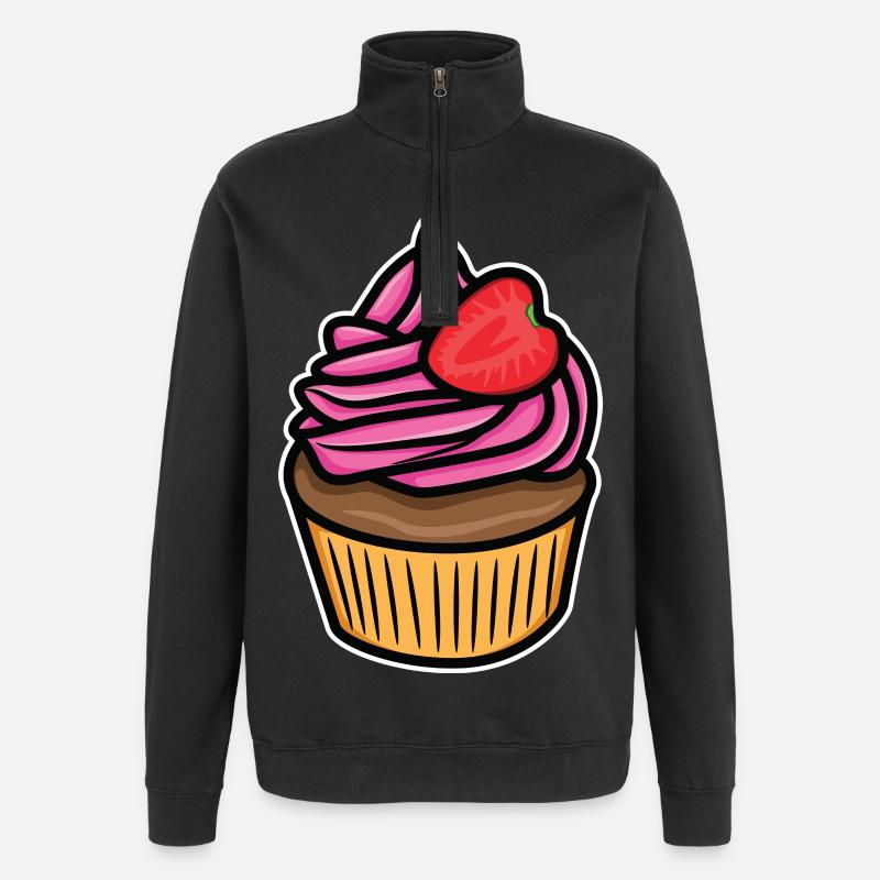 Dessin de gâteau - Sweat à zip 1/4 - noir