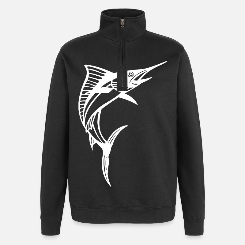 Espadon blanc - Sweat à zip 1/4 - noir