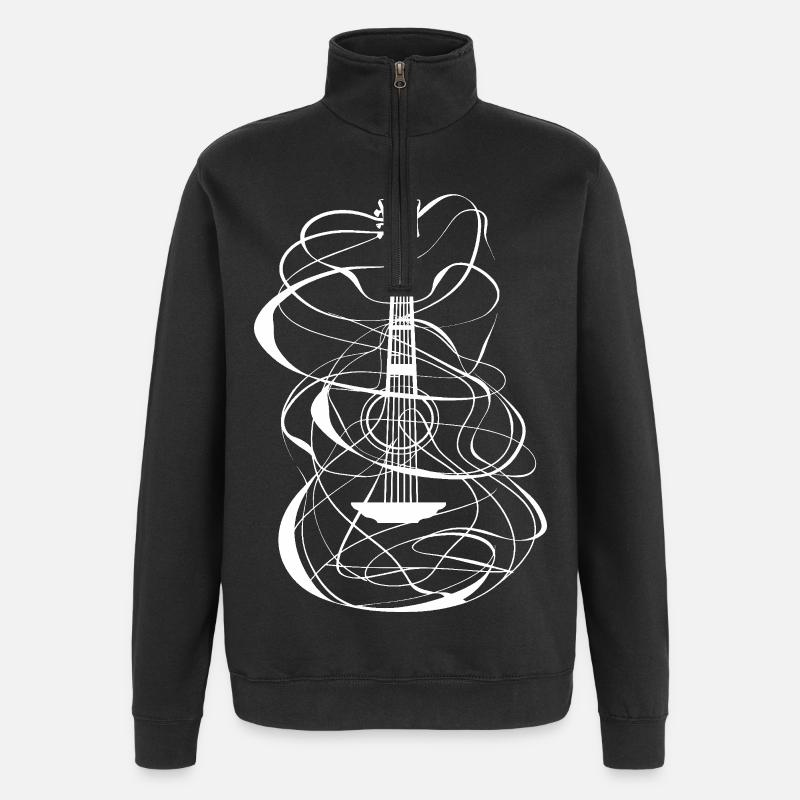 Croquis de ukulélé - Sweat à zip 1/4 - noir