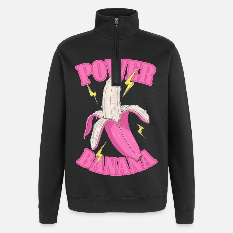 Kitschige Power Banane - Quarter-Zip-Sweatshirt - Schwarz