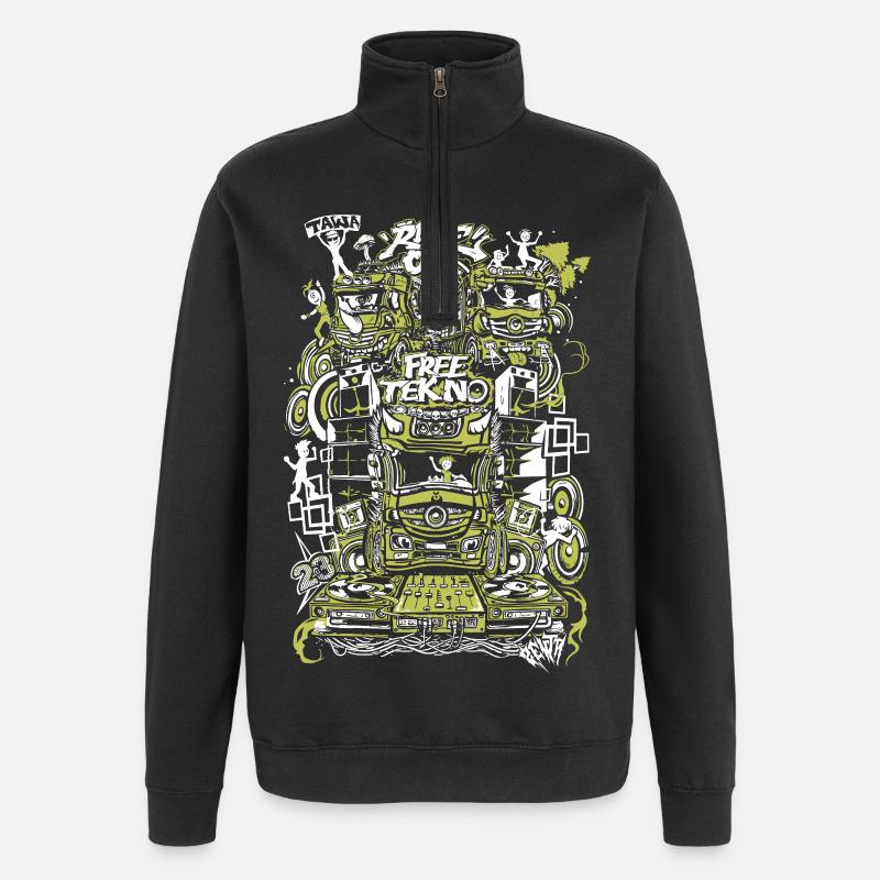 Rave on free TEKNO  - Sweat à zip 1/4 - noir