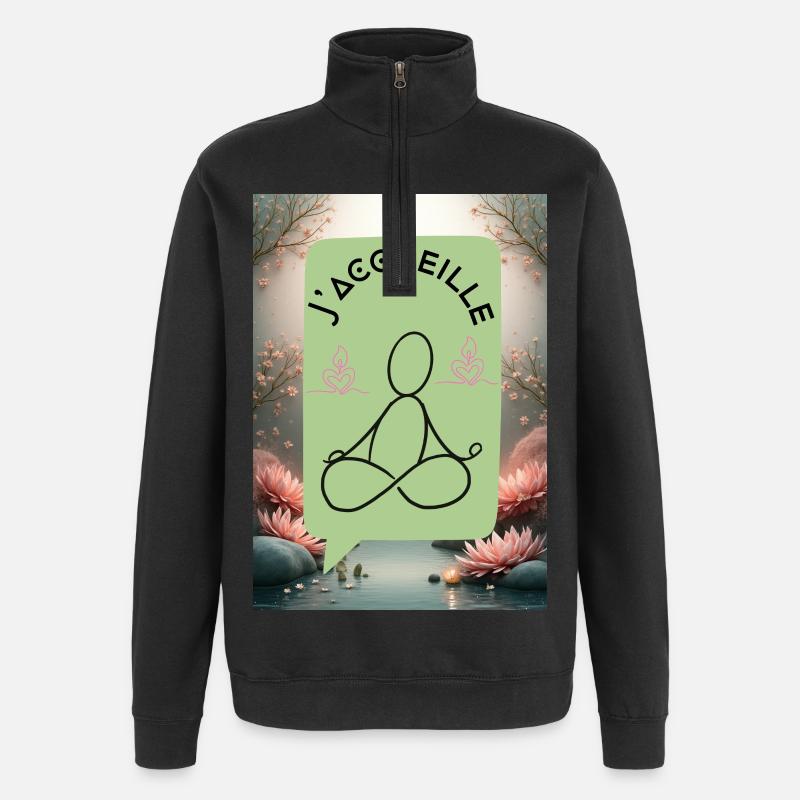 J'acceuille Zen - Sweat à zip 1/4 - noir