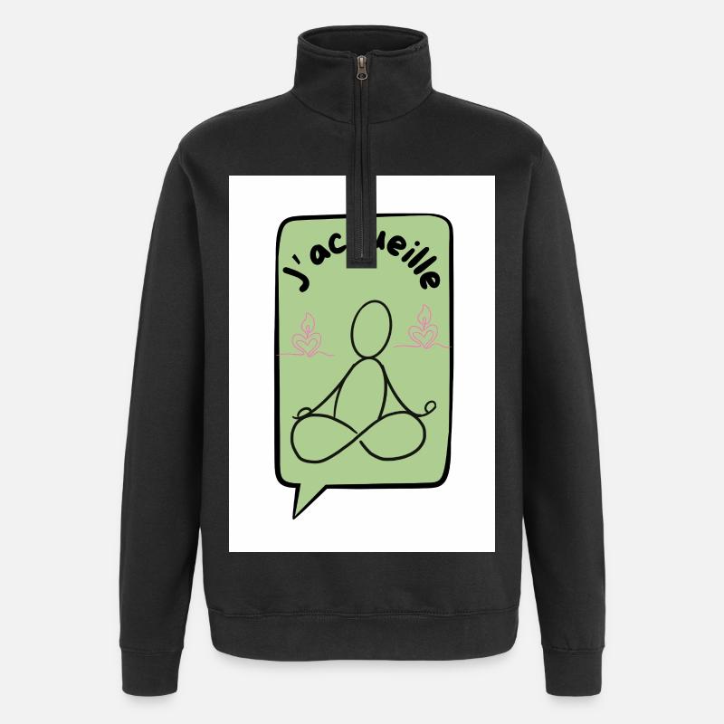 J'acceuille ocre - Sweat à zip 1/4 - noir