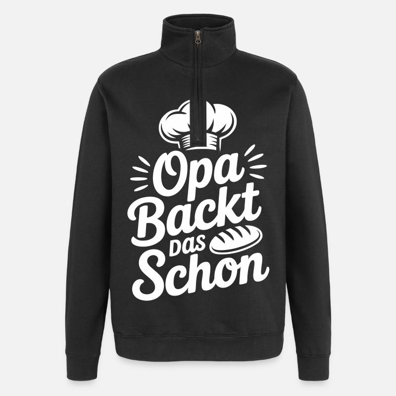 Opa backt das Schon - Quarter-Zip-Sweatshirt - Schwarz