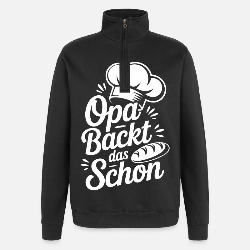 Opa Backt Das Schon - Quarter-Zip-Sweatshirt - Schwarz