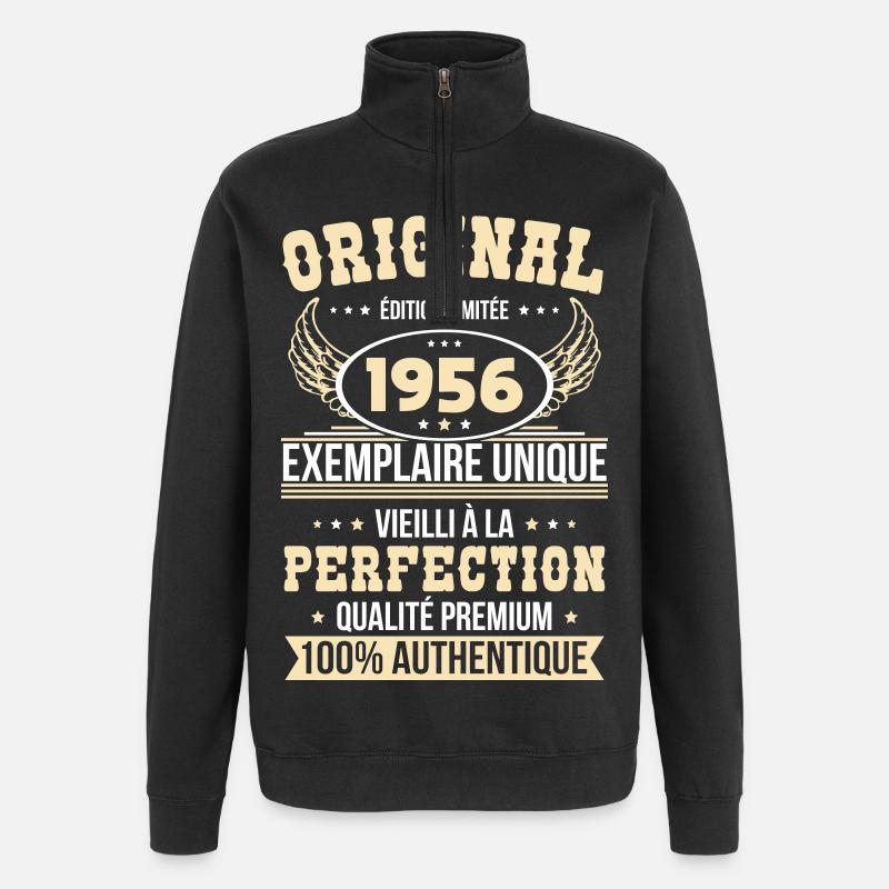 1956 – Einzigartiges Exemplar – Premiumqualität - Quarter-Zip-Sweatshirt - Schwarz
