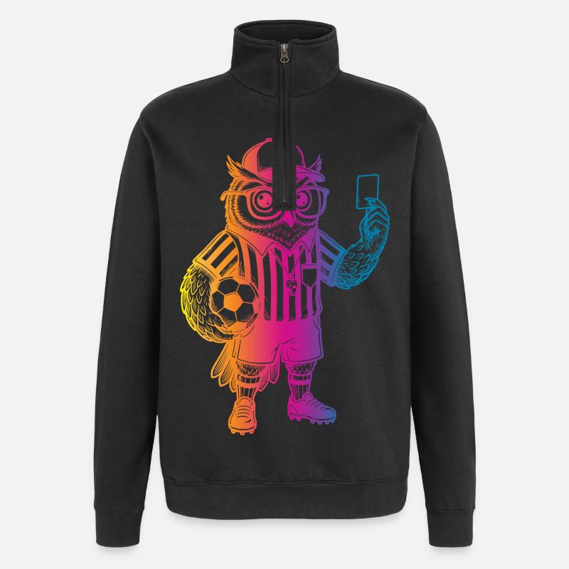 Fußball Eule - Quarter-Zip-Sweatshirt - Schwarz