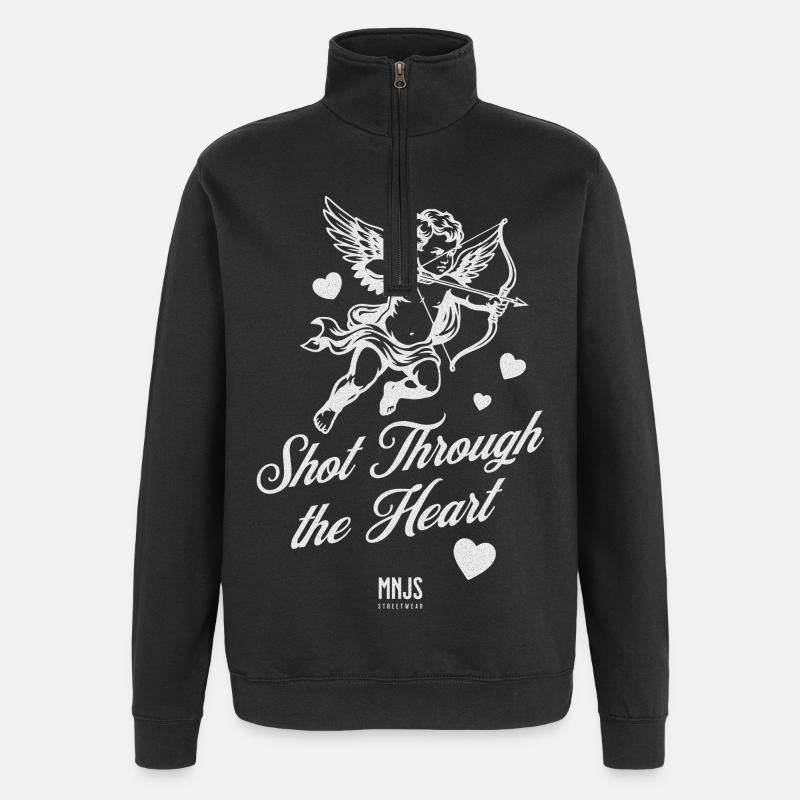 Coup de cœur de Cupidon - Sweat à zip 1/4 - noir