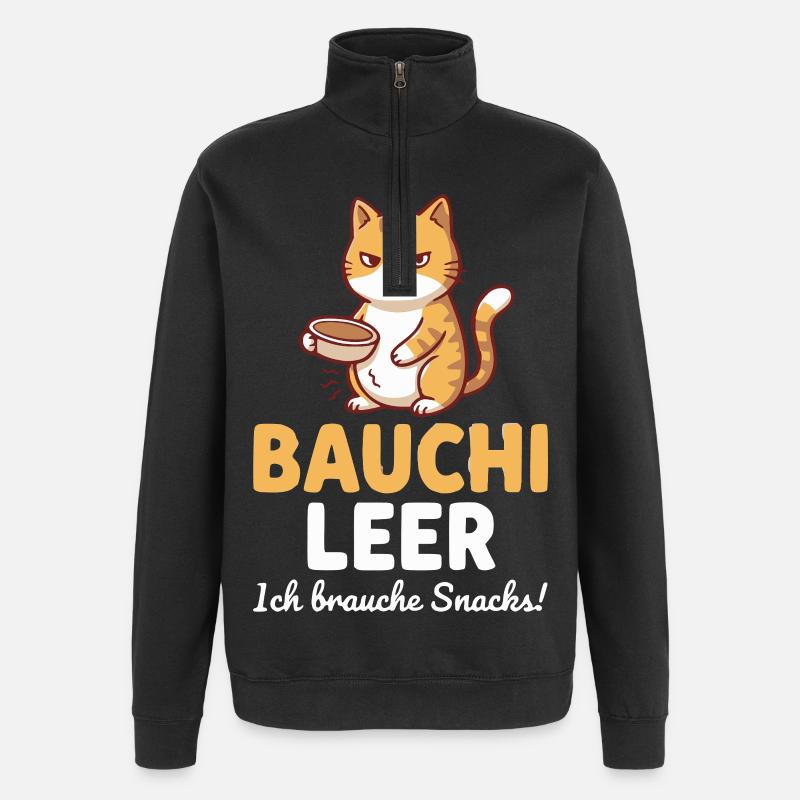 Bauchi leer Katze mit Kaffee - Quarter-Zip-Sweatshirt - Schwarz