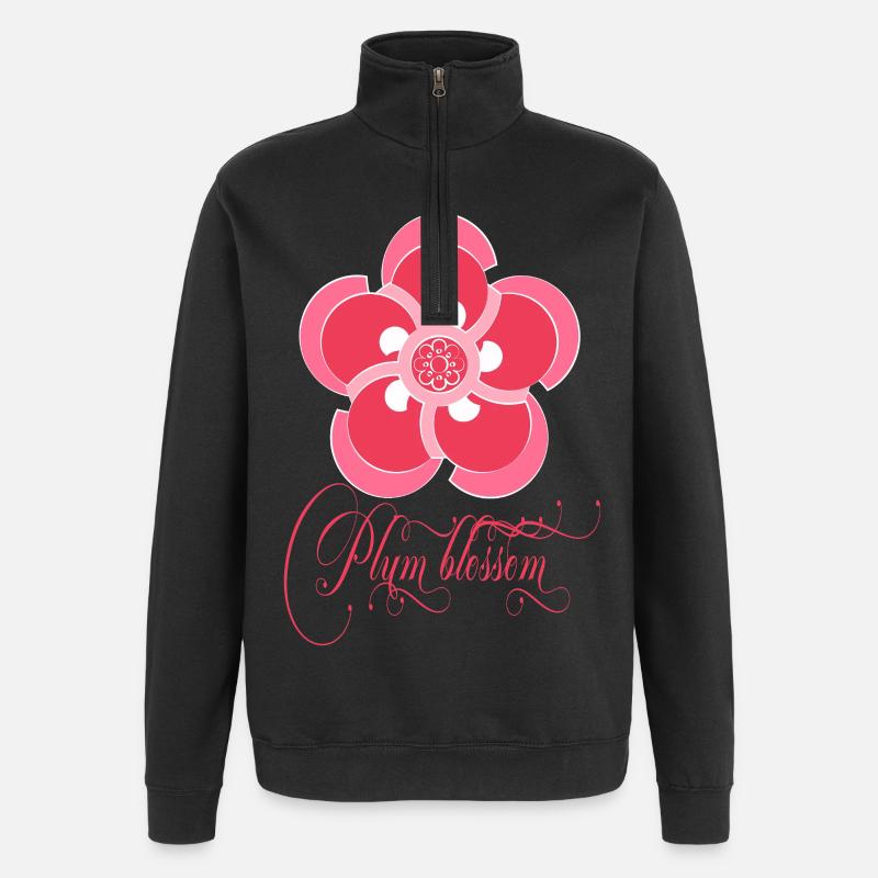 Plum blossom - Sweat à zip 1/4 - noir
