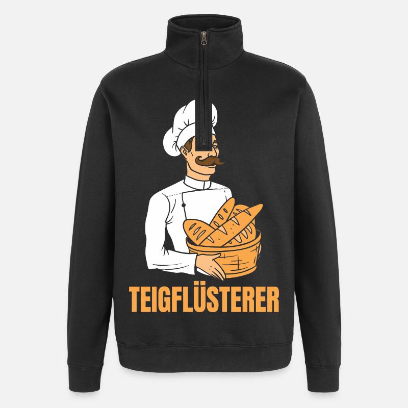 Bäcker Brotkorb Bäckermütze Teigflüsterer - Quarter-Zip-Sweatshirt - Schwarz
